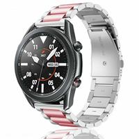 Strap-it Samsung Galaxy Watch 3 45mm stalen band (zilver/roze)