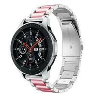 Strap-it Samsung Galaxy Watch 46mm stalen band (zilver/roze)
