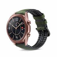 Strap-it Samsung Galaxy Watch 3 41mm siliconen / leren bandje (groen)