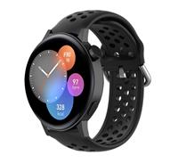 Strap-it Huawei Watch GT3 42mm siliconen bandje met gaatjes (zwart)