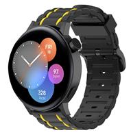 Strap-it Huawei Watch GT3 42mm sport gesp band (zwart/geel)
