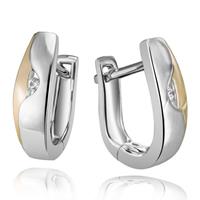 Goldmaid Paar Creolen, 925 Sterlingsilber 2 Diamanten