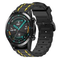 Strap-it Huawei Watch GT sport gesp band (zwart/geel)