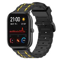 Strap-it Amazfit GTS sport gesp band (zwart/geel)