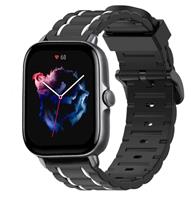 Strap-it Amazfit GTS 3 sport gesp band (zwart/wit)