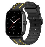 Strap-it Amazfit GTS 2 sport gesp band (zwart/geel)