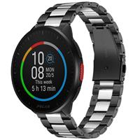 Strap-it Polar Pacer stalen band (zwart/zilver)