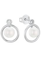 s.Oliver Oorbellen voor dames, 925 sterling zilver, synthetische zirkonia, gekweekte zoetwaterparel
