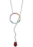 Julie Julsen Y-Kette »CIRCLE und CIRCLE RAINBOW, JJNE0970.1, JJNE0989.1.MC«, mit Zirkonia (synth), Glasstein