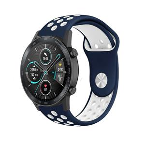 Strap-it Honor Magic Watch 2 sport band (blauw wit)