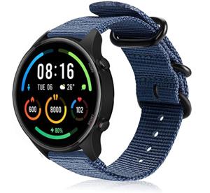 Strap-it Xiaomi Mi Watch nylon gesp band (blauw)