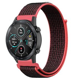 Strap-it Honor Magic Watch 2 nylon band (zwart/rood)