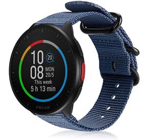 Strap-it Polar Pacer nylon gesp band (blauw)