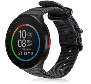 Strap-it Polar Pacer nylon gesp band (zwart)