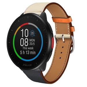 Strap-it Polar Pacer leren band (wit/donkerblauw)
