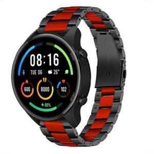 Strap-it Xiaomi Mi Watch stalen band (zwart/rood)