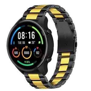 Strap-it Xiaomi Mi Watch stalen band (zwart/goud)