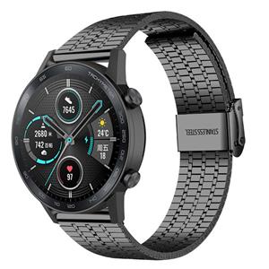 Strap-it Honor Magic Watch 2 roestvrij stalen band (zwart)