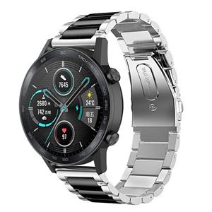 Strap-it Honor Magic Watch 2 stalen band (zilver/zwart)