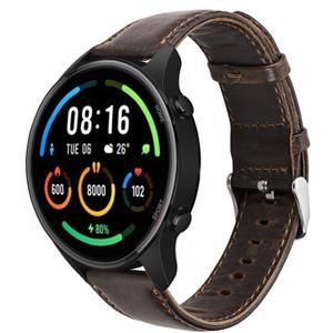 Strap-it Xiaomi Mi Watch leren band (donkerbruin)