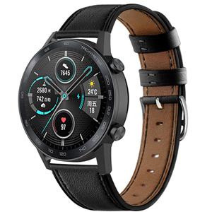 Strap-it Honor Magic Watch 2 bandje leer (strak-zwart)