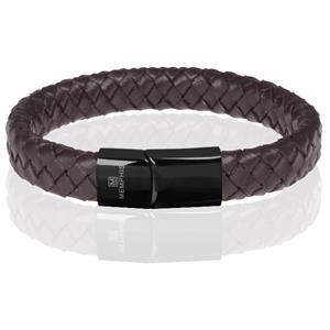 Memphis gevlochten leren armband Bruin Zwart-17cm