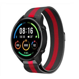 Strap-it Xiaomi Mi Watch Milanese band (zwart/rood)