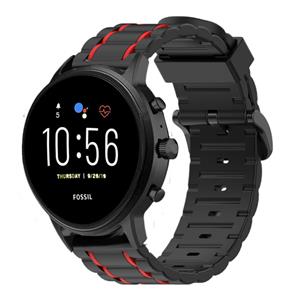 Strap-it Fossil Gen 5 sport gesp band (zwart/rood)