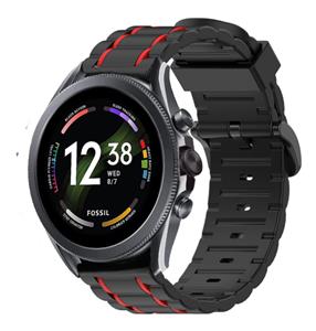 Strap-it Fossil Gen 6 44mm sport gesp band (zwart/rood)