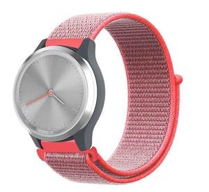 Strap-it Garmin Vivomove 3s nylon band - 39mm - roze/rood