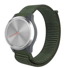 Strap-it Garmin Vivomove 3s nylon band - 39mm -donkergroen