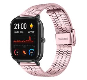 Strap-it Amazfit GTS roestvrij stalen band (rosé pink)