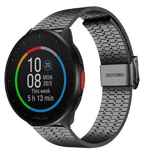 Strap-it Polar Pacer roestvrij stalen band (zwart)