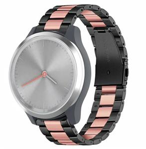 Strap-it Garmin Vivomove 3s stalen band - 39mm  - zwart/roze