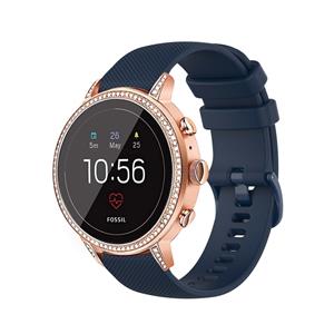 Strap-it Fossil Gen 5e - 42mm siliconen bandje (donkerblauw)