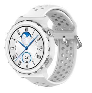 Strap-it Huawei Watch GT 3 Pro 43mm siliconen bandje met gaatjes (wit)