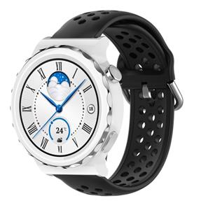 Strap-it Huawei Watch GT 3 Pro 43mm siliconen bandje met gaatjes (zwart)