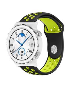 Strap-it Huawei Watch GT 3 Pro 43mm sport band (zwart/geel)