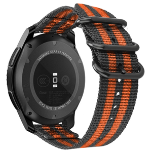 Strap-it Huawei Watch GT 3 Pro 46mm nylon gesp band (zwart/oranje)