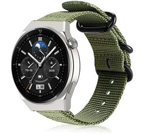 Strap-it Huawei Watch GT 3 Pro 46mm nylon gesp band (groen)