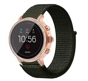 Strap-it Fossil Gen 5e - 42mm nylon band (donkergroen)