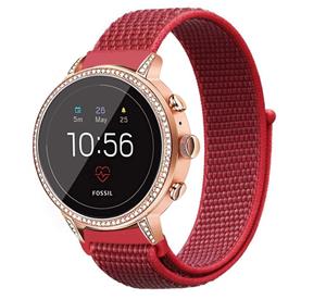 Strap-it Fossil Gen 5e - 42mm nylon band (rood)