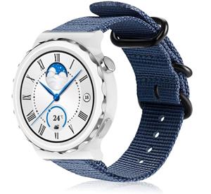 Strap-it Huawei Watch GT 3 Pro 43mm nylon gesp band (blauw)