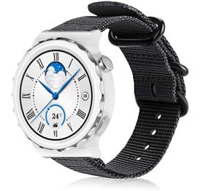 Strap-it Huawei Watch GT 3 Pro 43mm nylon gesp band (zwart)