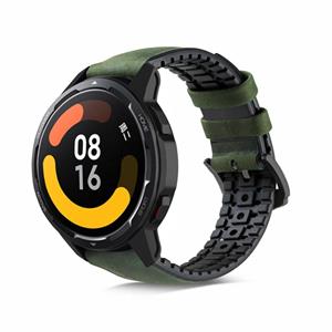 Strap-it Xiaomi Watch S1 siliconen / leren bandje (groen)