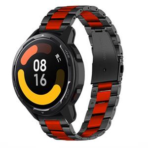 Strap-it Xiaomi Watch S1 stalen band (zwart/rood)