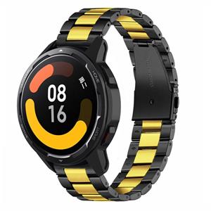 Strap-it Xiaomi Watch S1 stalen band (zwart/goud)
