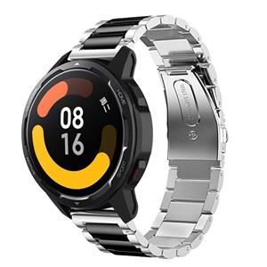 Strap-it Xiaomi Watch S1 stalen band (zilver/zwart)