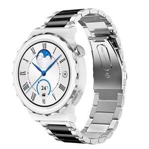 Strap-it Huawei Watch GT 3 Pro 43mm stalen band (zilver/zwart)