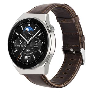 Strap-it Huawei Watch GT 3 Pro 46mm leren band (donkerbruin)